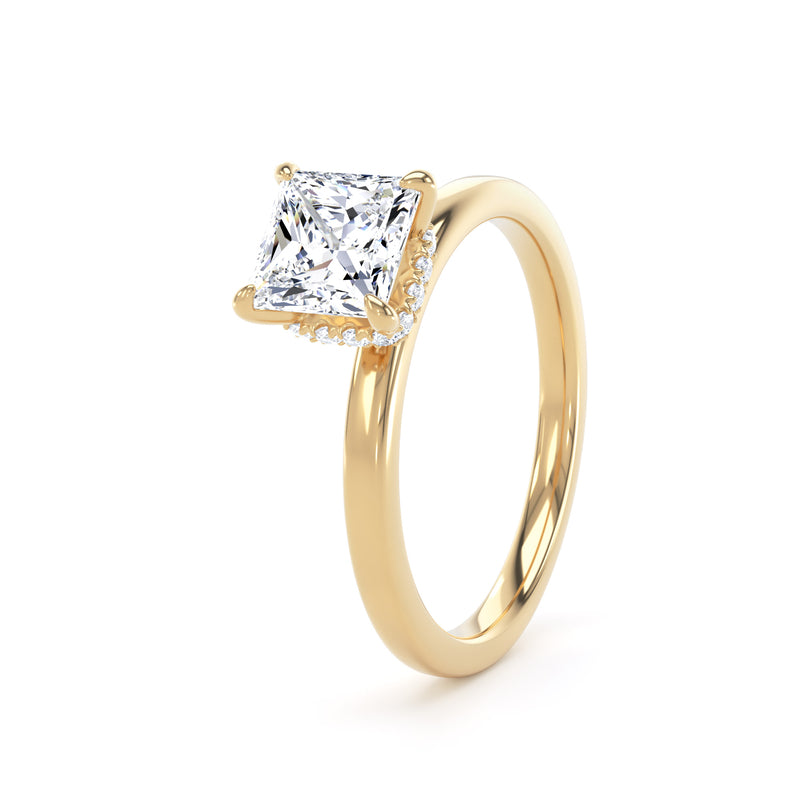 Jane Princess Cut Engagement Ring in 18ct Yellow Gold