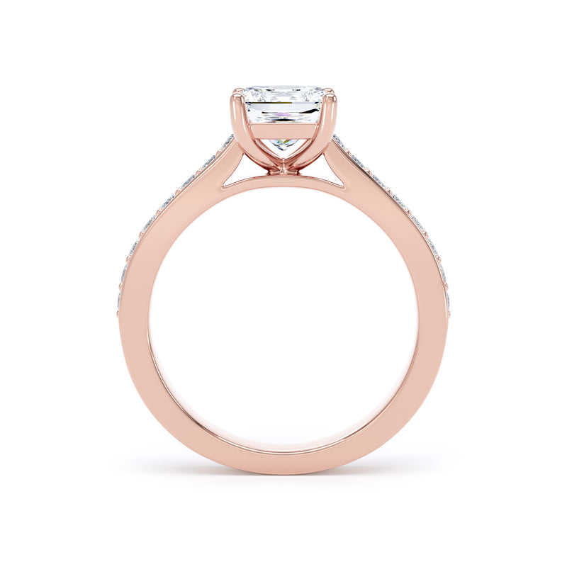 Jade Princess Cut Engagement Ring in 18ct Rose Gold