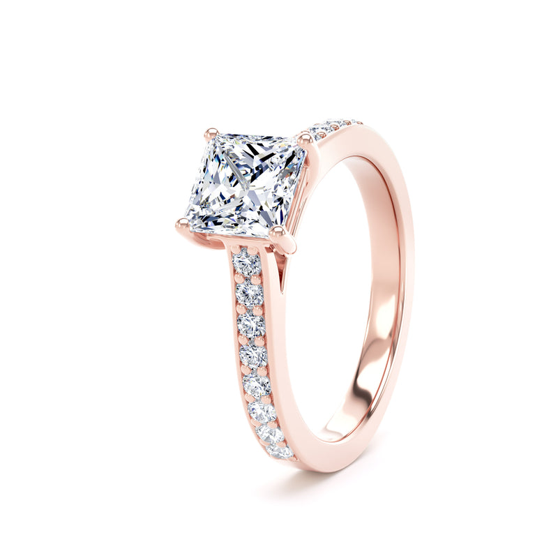 Jade Princess Cut Engagement Ring in 9ct Rose Gold