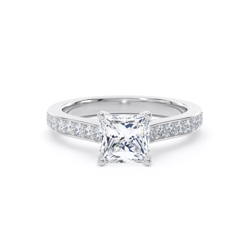Jade Princess Cut Engagement Ring in 9ct White Gold