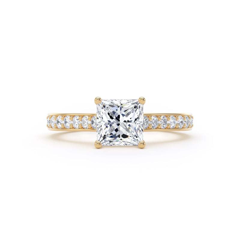 Jade Princess Cut Engagement Ring in 18ct Yellow Gold