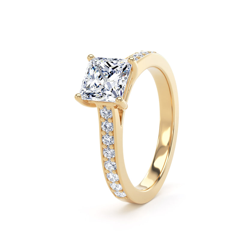 Jade Princess Cut Engagement Ring in 18ct Yellow Gold