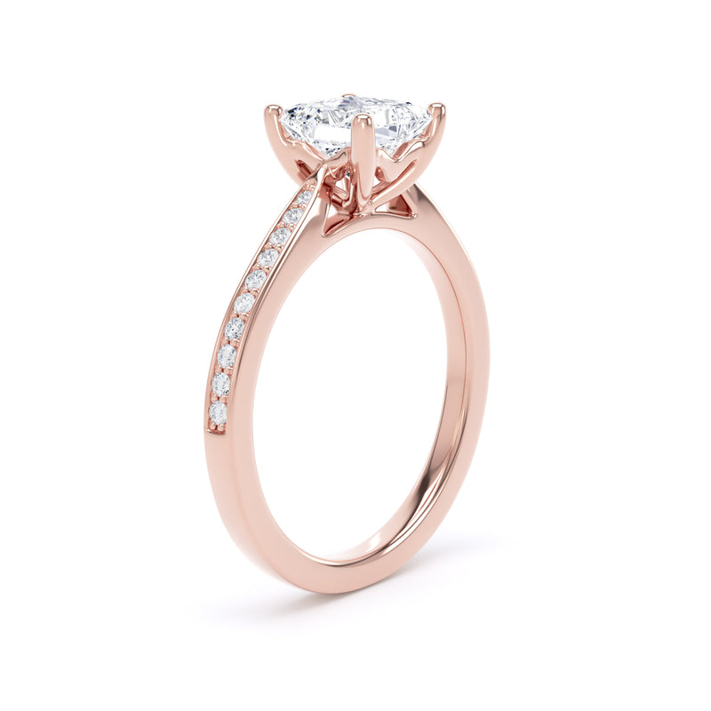 Ivy Princess Cut Engagement Ring in 9ct Rose Gold