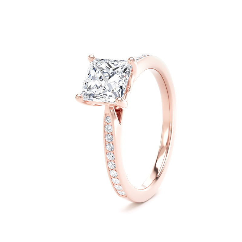 Ivy Princess Cut Engagement Ring in 9ct Rose Gold