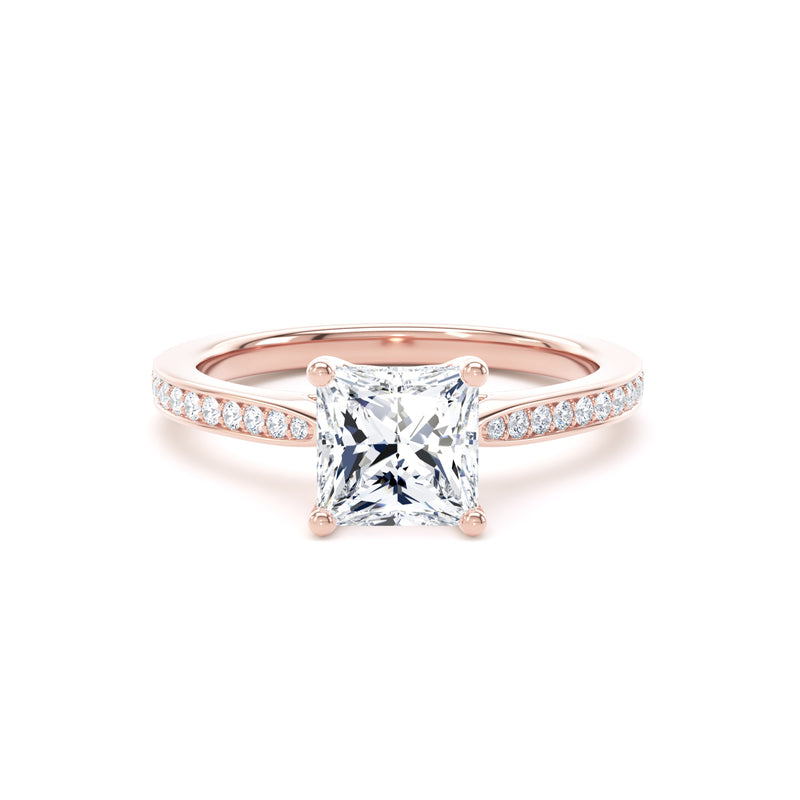 Ivy Princess Cut Engagement Ring in 9ct Rose Gold