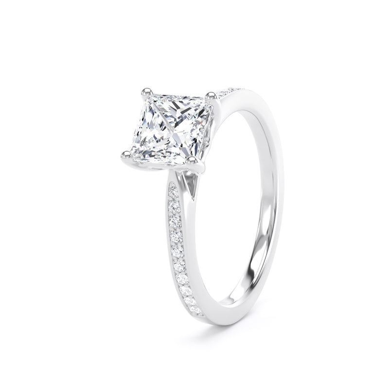 Ivy Princess Cut Engagement Ring in 9ct White Gold