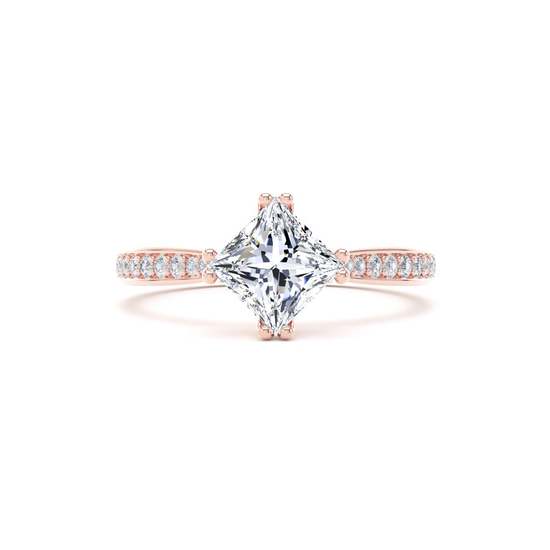Iris Princess Cut Engagement Ring in 9ct Rose Gold
