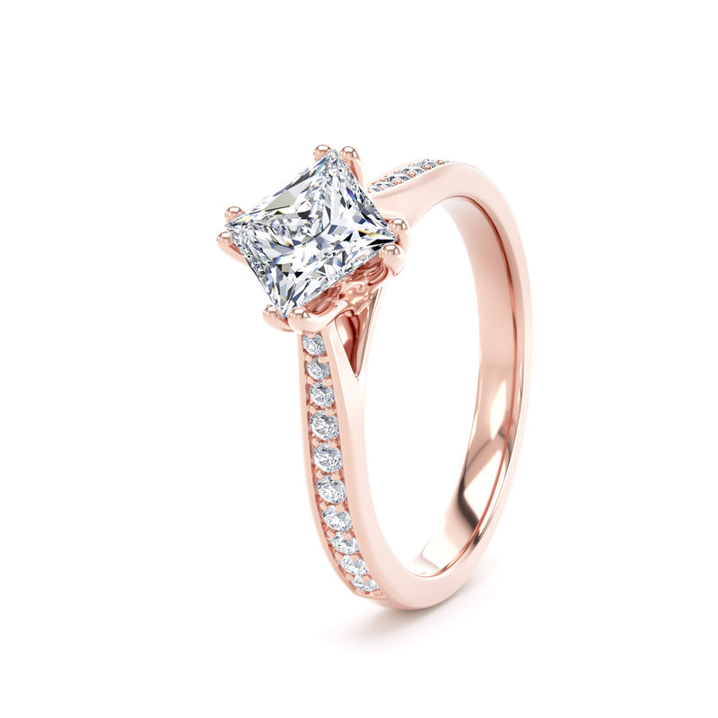 Iris Princess Cut Engagement Ring in 9ct Rose Gold