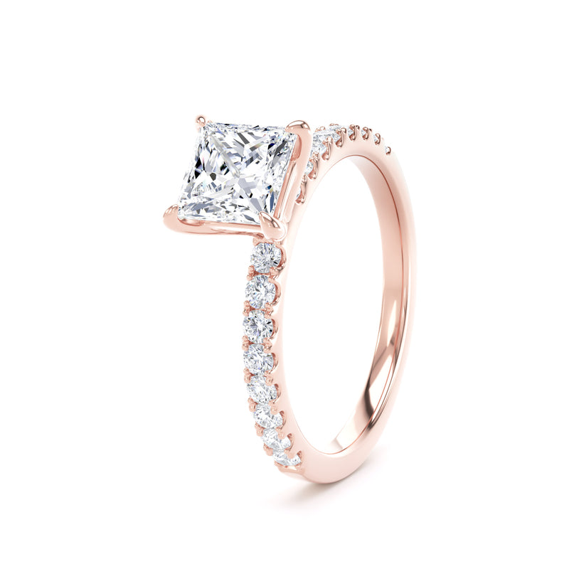 Hope Princess Cut Engagement Ring in 9ct Rose Gold