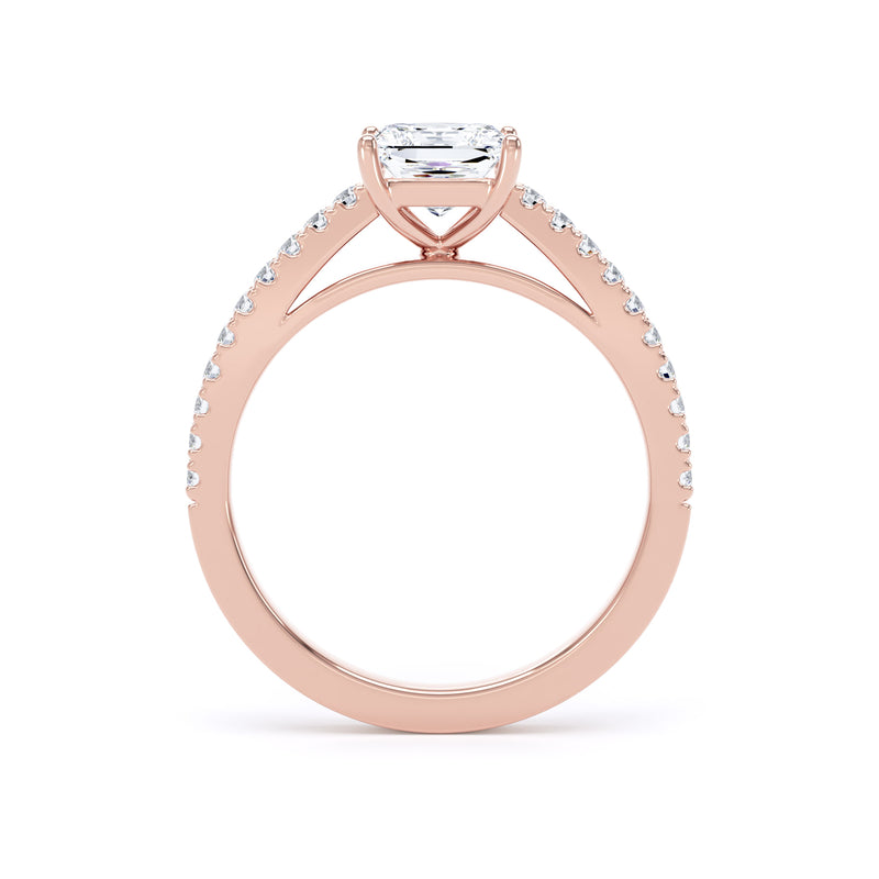 Grace Princess Cut Engagement Ring in 9ct Rose Gold