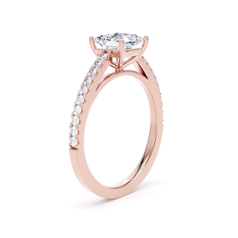 Grace Princess Cut Engagement Ring in 9ct Rose Gold