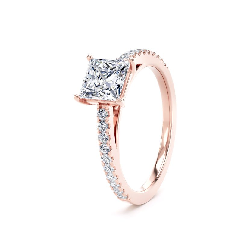 Grace Princess Cut Engagement Ring in 9ct Rose Gold
