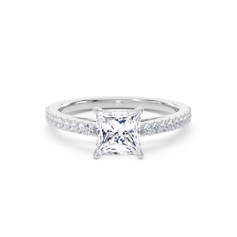 Grace Princess Cut Engagement Ring in 18ct White Gold