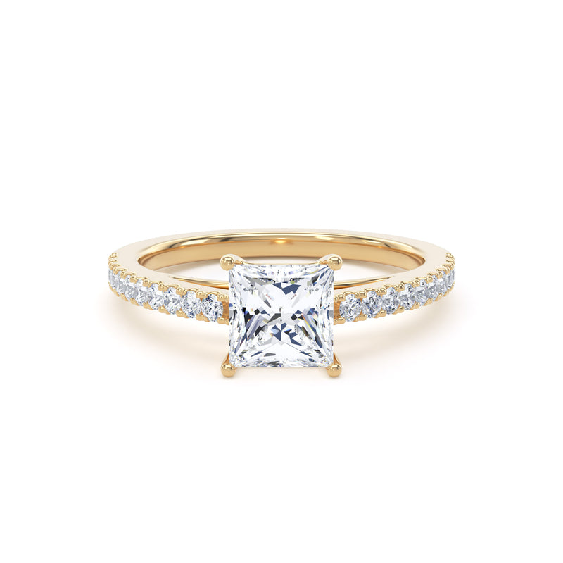 Grace Princess Cut Engagement Ring in 9ct Yellow Gold