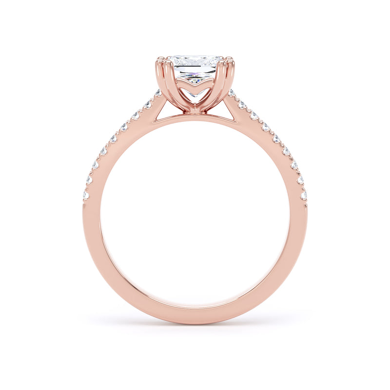 Gia Princess Cut Engagement Ring in 9ct Rose Gold
