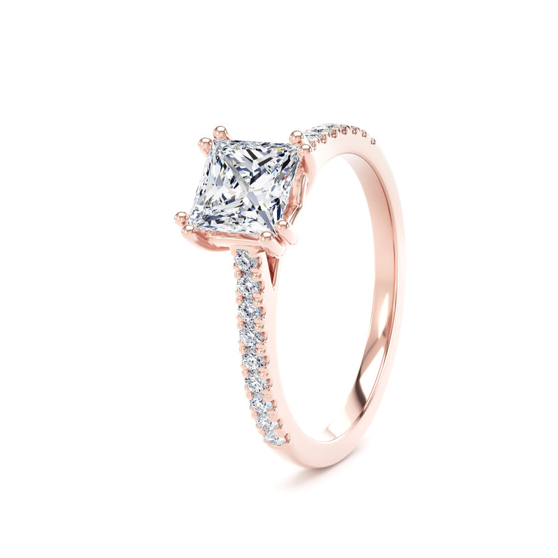 Gia Princess Cut Engagement Ring in 18ct Rose Gold