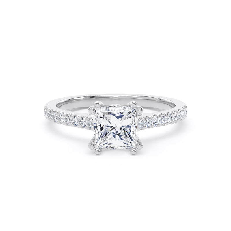 Gia Princess Cut Engagement Ring in 9ct White Gold