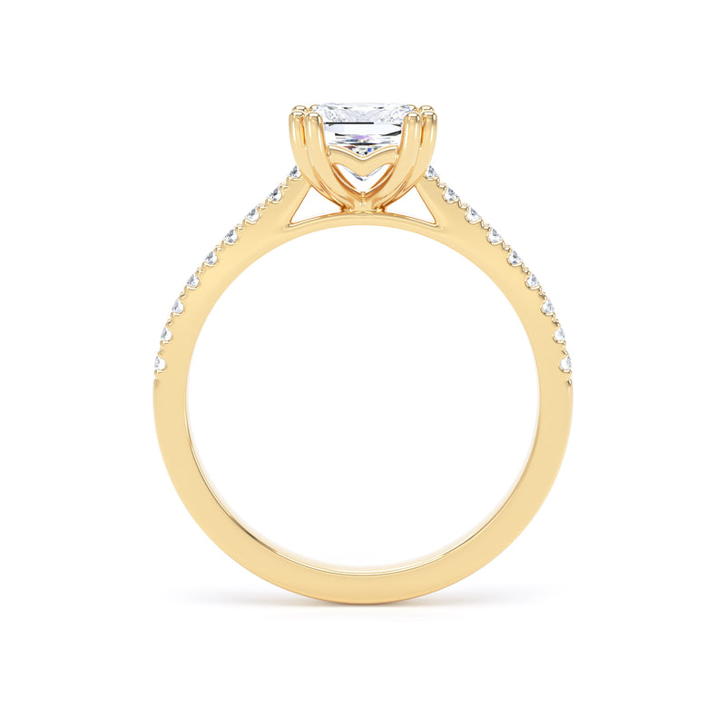 Gia Princess Cut Engagement Ring in 9ct Yellow Gold