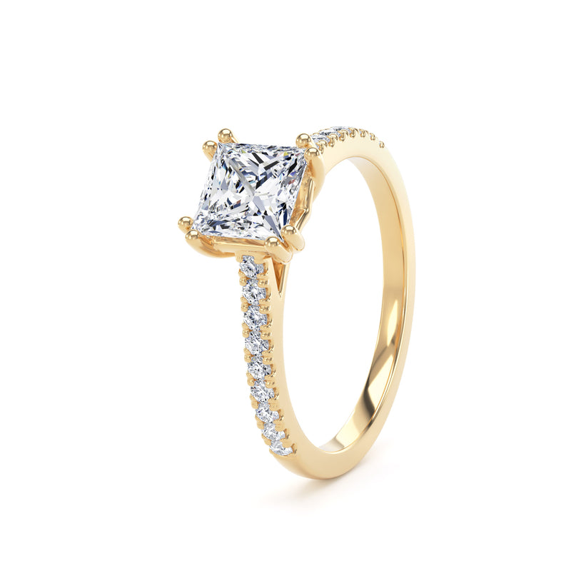 Gia Princess Cut Engagement Ring in 9ct Yellow Gold