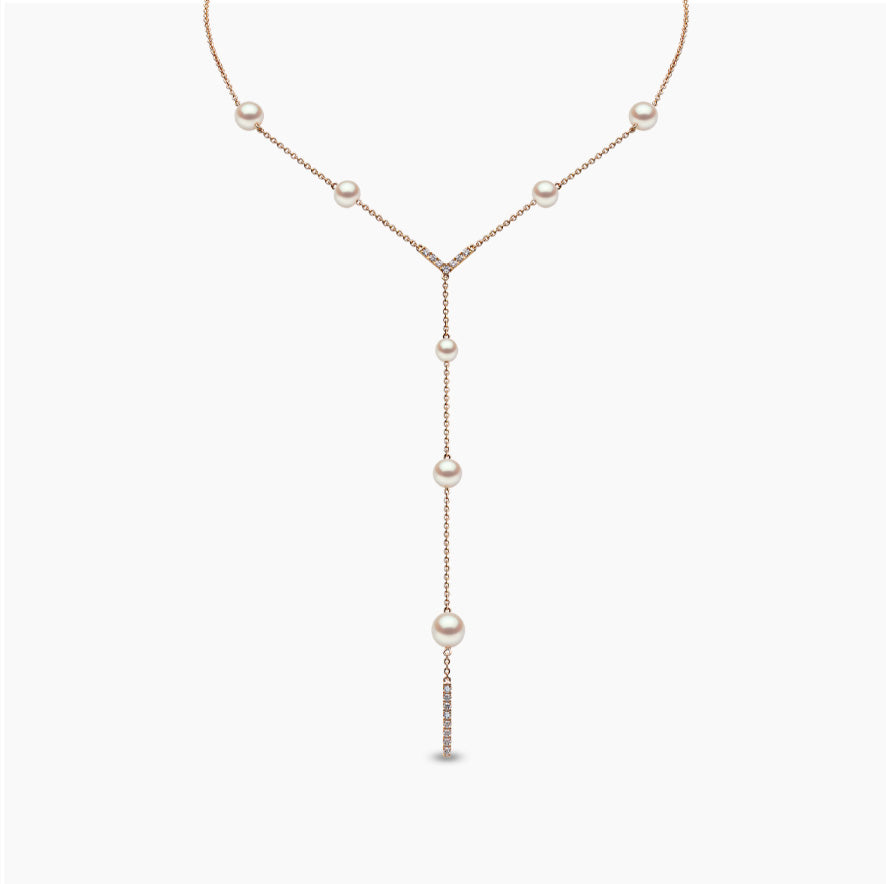 18K Yellow Gold Freshwater Pearl & Diamond Necklace