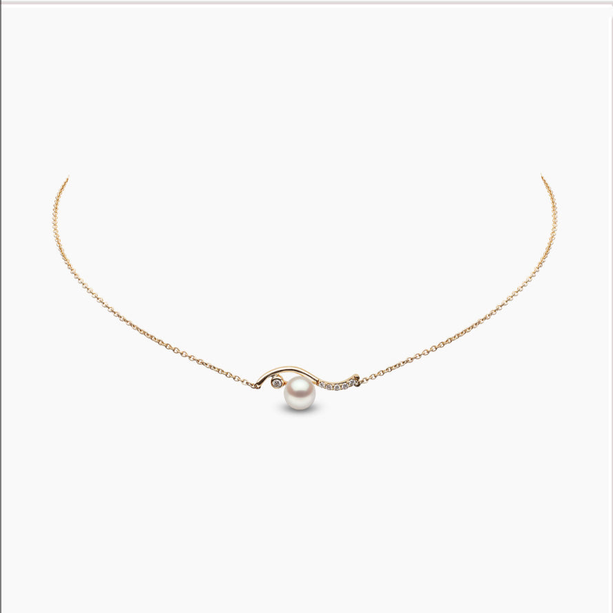 18K Yellow Gold Freshwater Pearl & Diamond Necklace