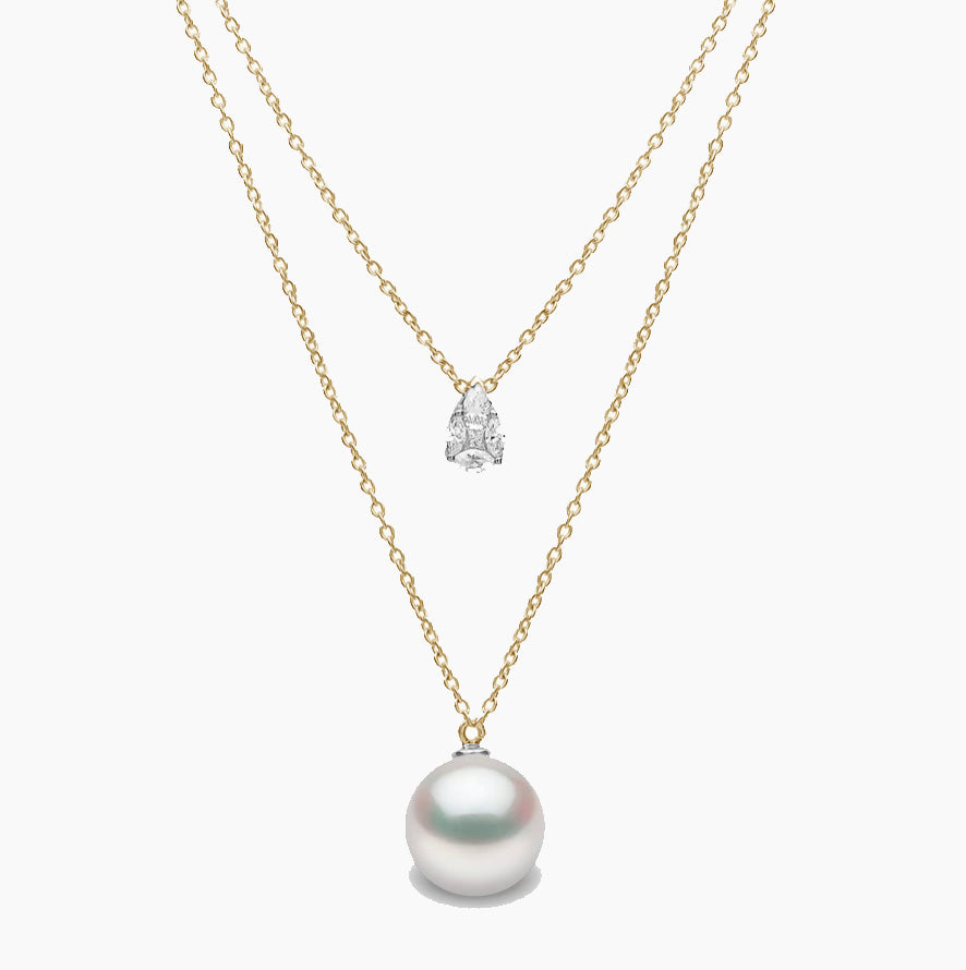 18K Yellow Gold South Sea Pearl & Diamond Necklace