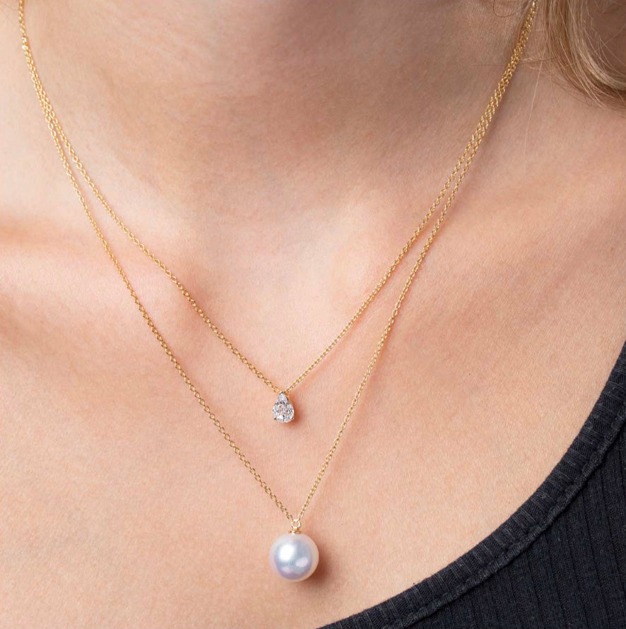 18K Yellow Gold South Sea Pearl & Diamond Necklace
