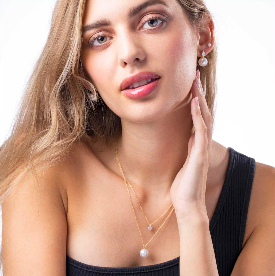 18K Yellow Gold South Sea Pearl & Diamond Necklace