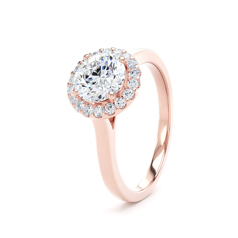 Flora Round Cut Engagement Ring in 18ct Rose Gold