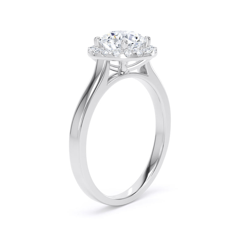 Flora Round Cut Engagement Ring in Platinum 950