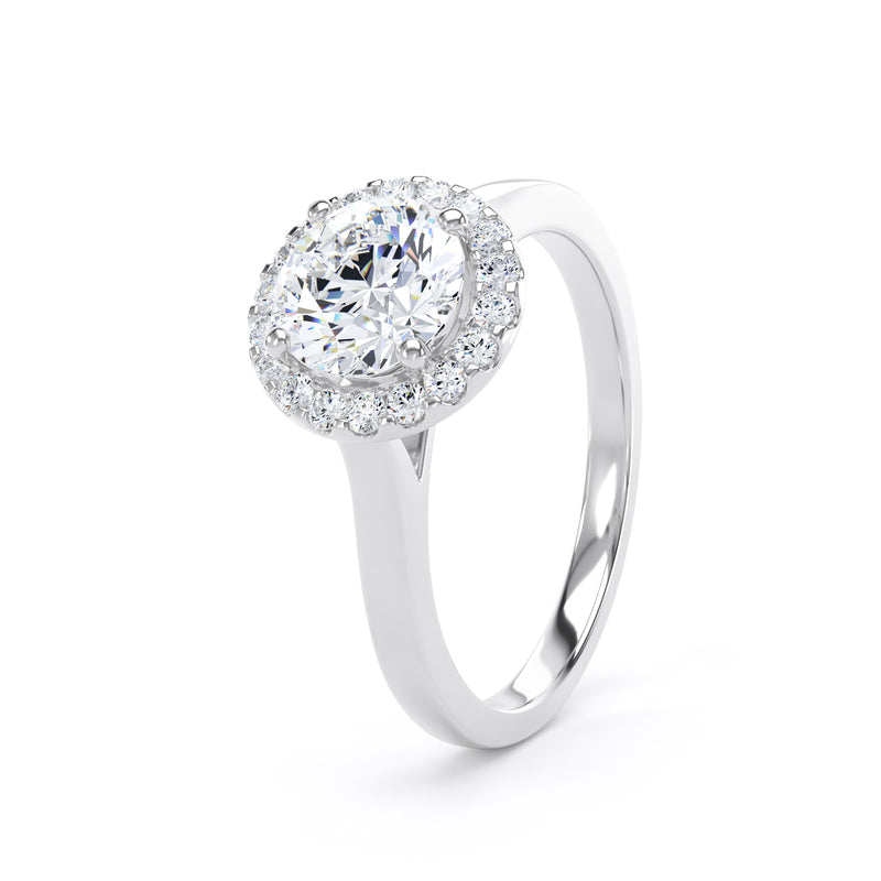 Flora Round Cut Engagement Ring in Platinum 950