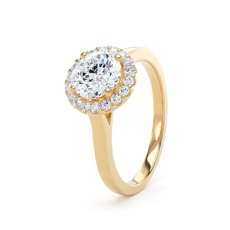 Flora Round Cut Engagement Ring in 9ct Yellow Gold
