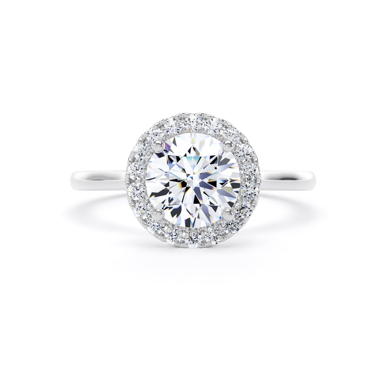 Fern Round Cut Engagement Ring in 18ct White Gold