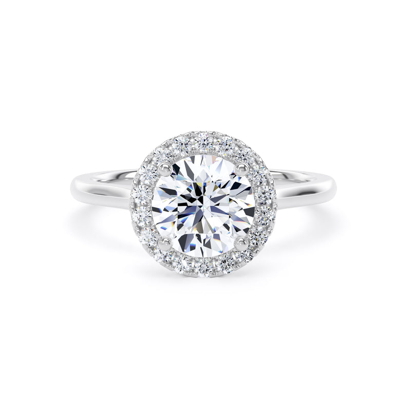 Fern Round Cut Engagement Ring in 18ct White Gold