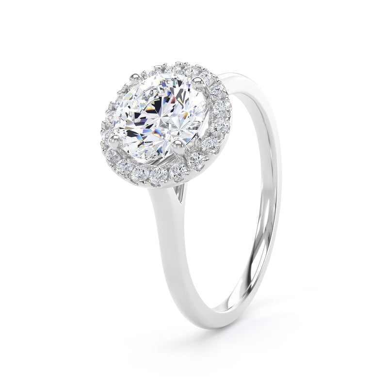 Fern Round Cut Engagement Ring in 18ct White Gold