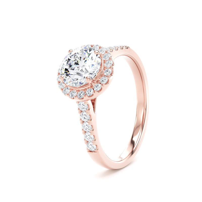 Faye Round Cut Engagement Ring in 18ct Rose Gold