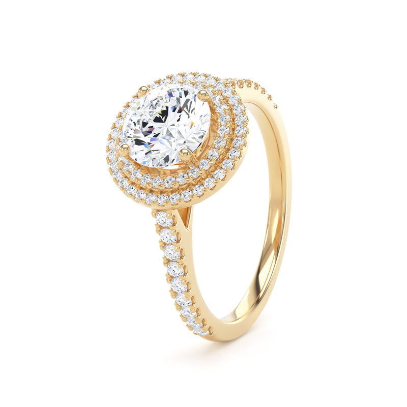 Eva Round Cut Engagement Ring in 9ct Yellow Gold