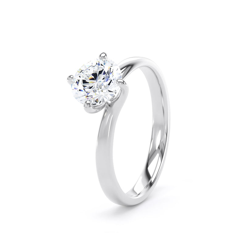Claire Round Cut Engagement Ring in 18ct White Gold