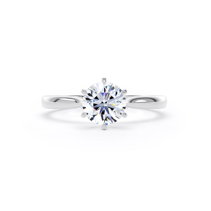 Celine Round Cut Engagement Ring in 18ct White Gold