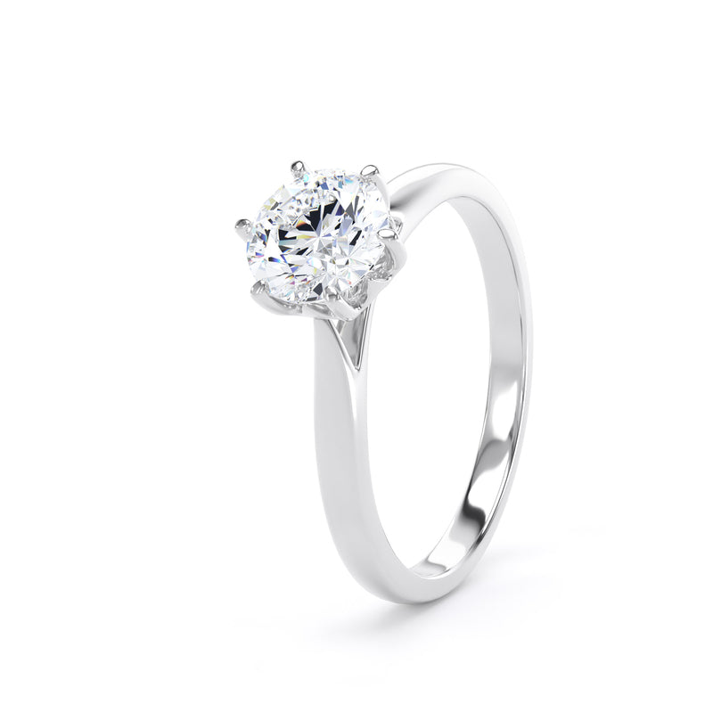 Celine Round Cut Engagement Ring in 18ct White Gold