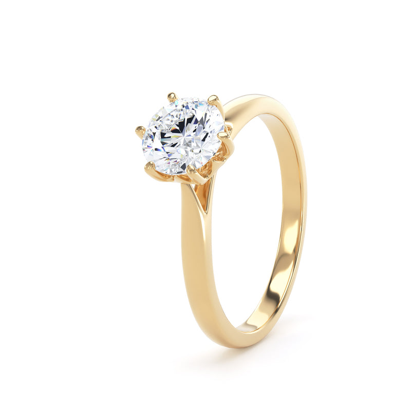 Celine Round Cut Engagement Ring in 18ct Yellow Gold