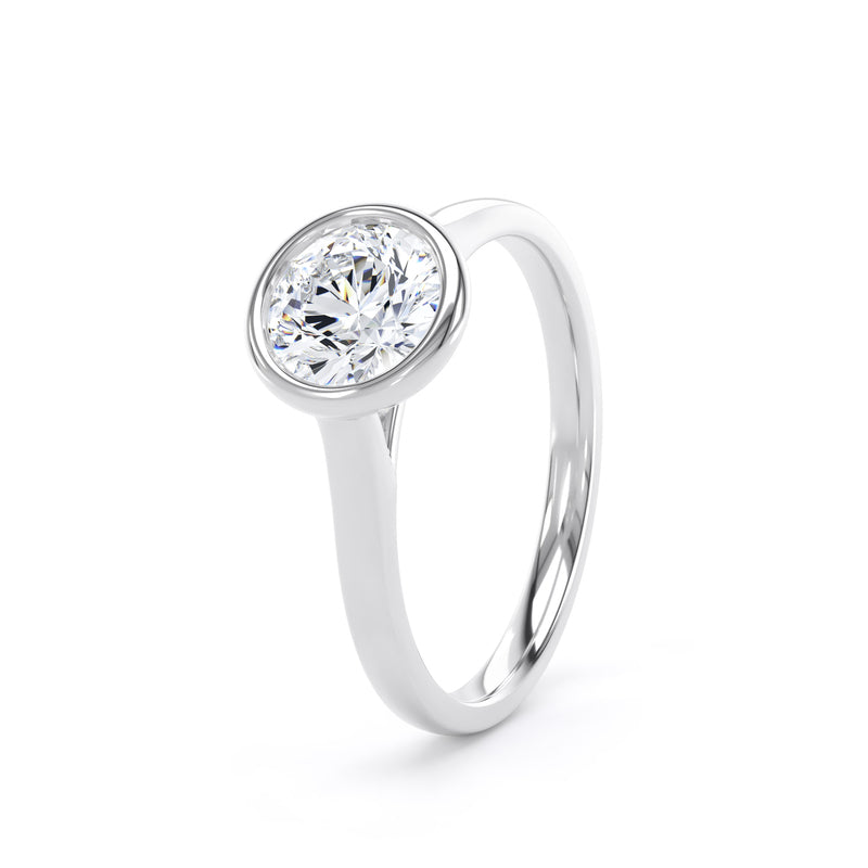 Cara Round Cut Engagement Ring in 18ct White Gold
