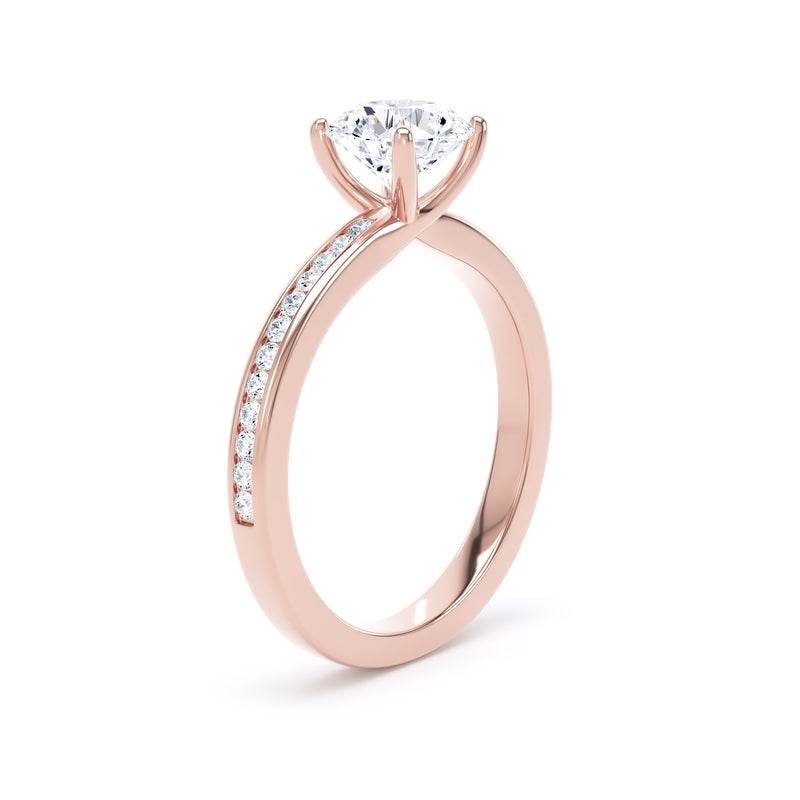 Bree Round Cut Engagement Ring in 18ct Rose Gold