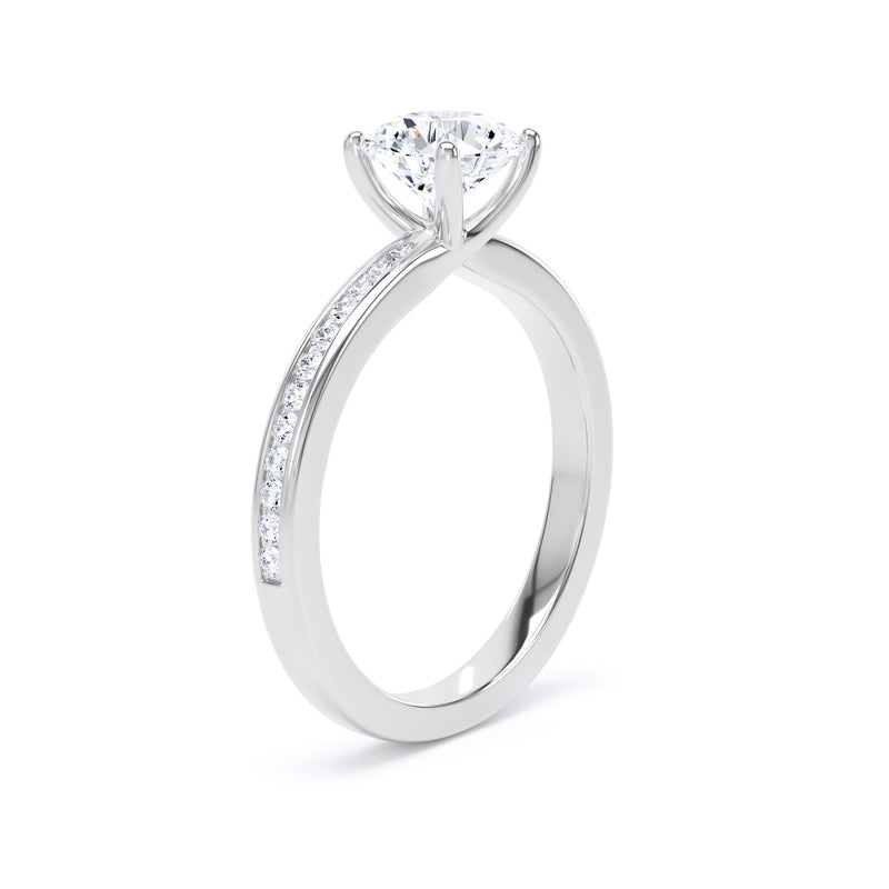 Bree Round Cut Engagement Ring in 18ct White Gold