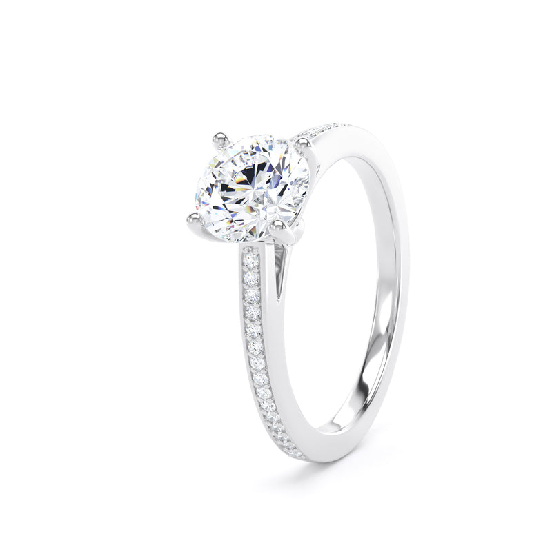 Belle Round Cut Engagement Ring in 18ct White Gold