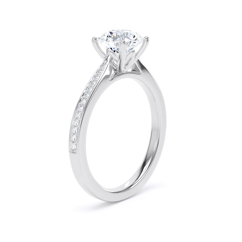 Bea Round Cut Engagement Ring in 18ct White Gold
