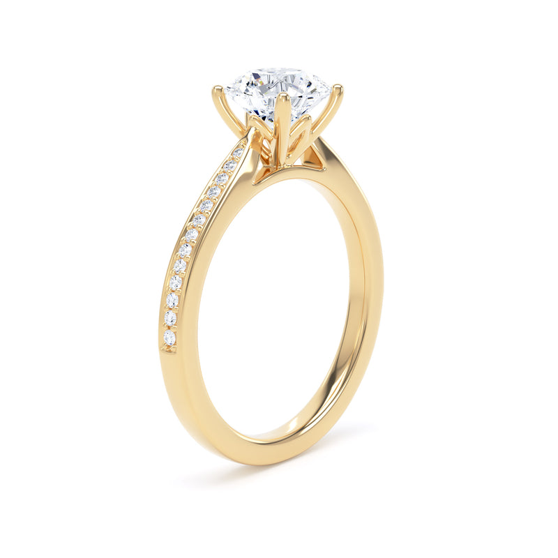 Bea Round Cut Engagement Ring in 18ct Yellow Gold