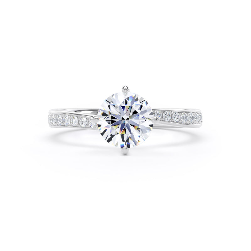 Ava Round Cut Engagement Ring in 18ct White Gold