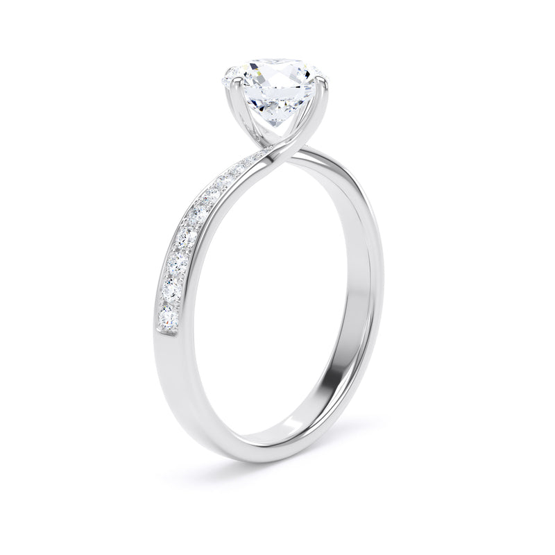 Ava Round Cut Engagement Ring in 18ct White Gold