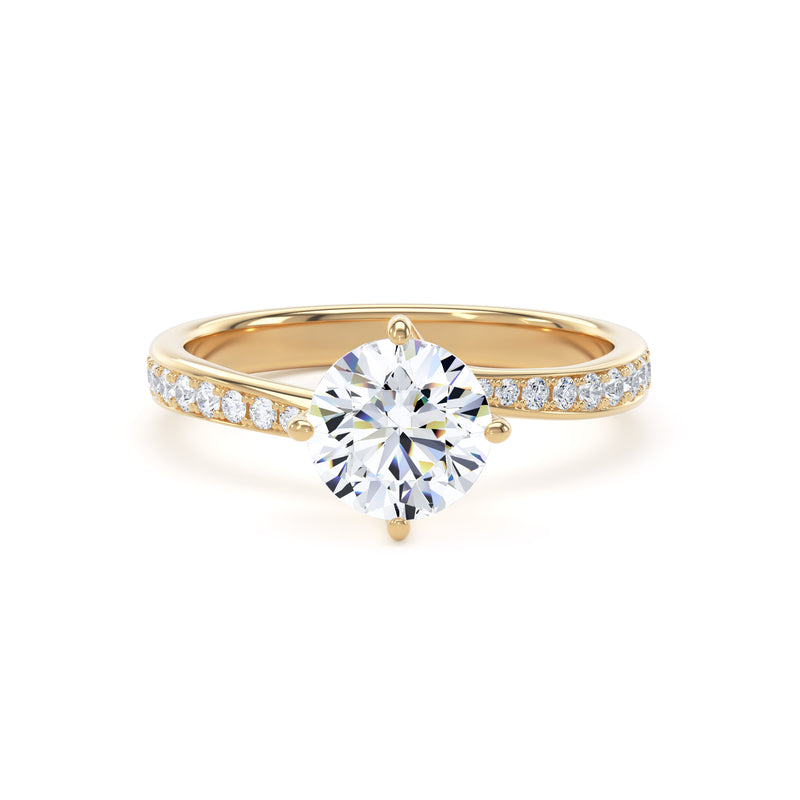 Ava Round Cut Engagement Ring in 9ct Yellow Gold